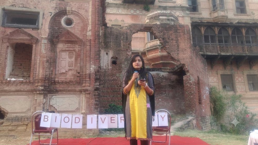 Preksha Sharma speaking at a biodiversity event