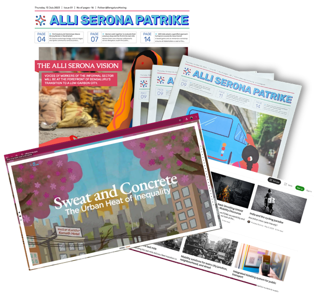 The Alli Serona Patrike newspaper and the Sweat and Concrete web story, both built for Purpose